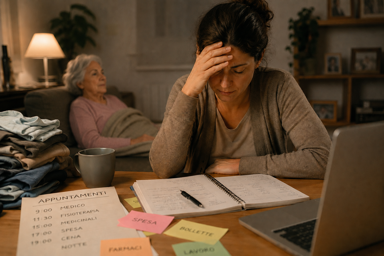 Caregiver accanto a una persona fragile